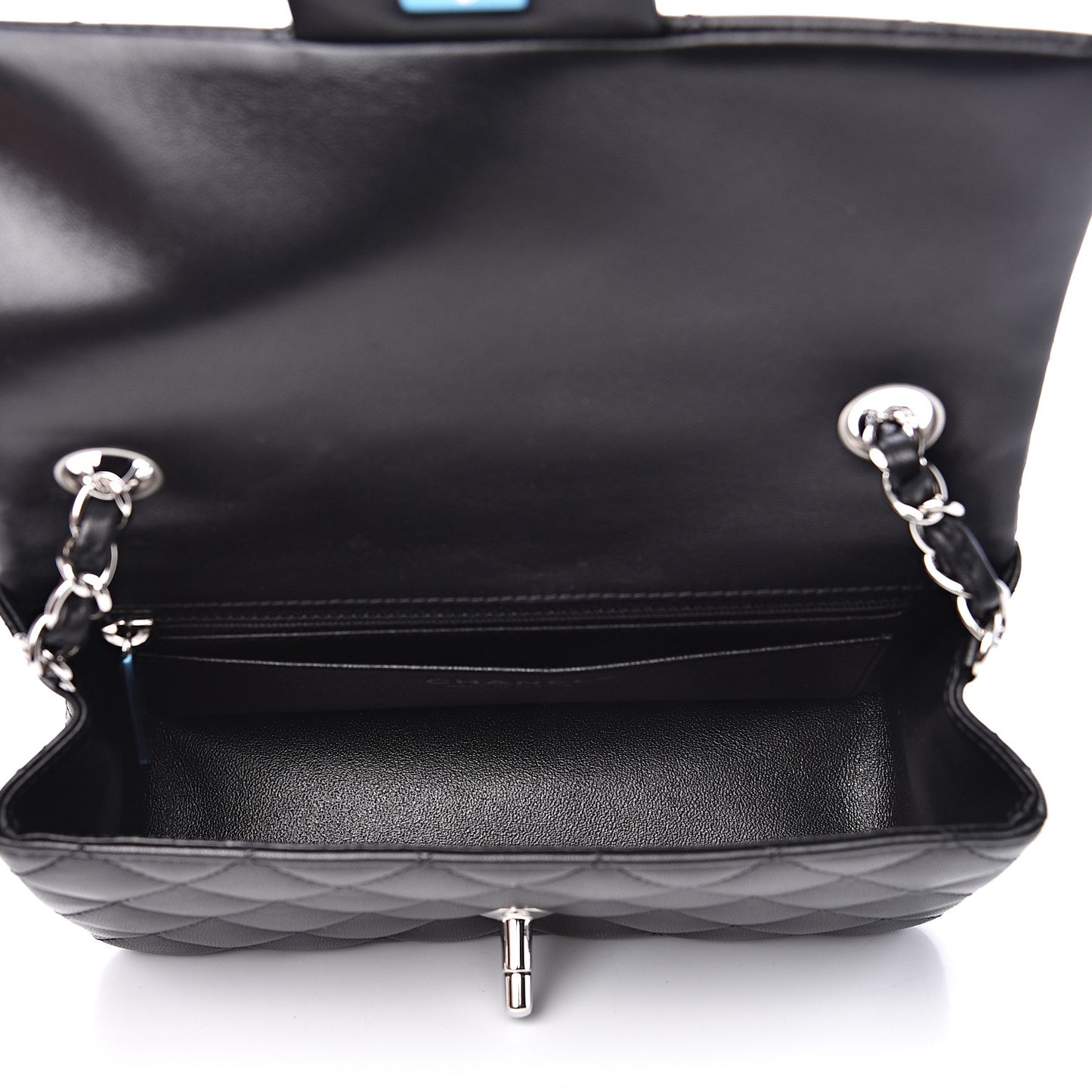 Lambskin Quilted Mini Rectangular Flap Black