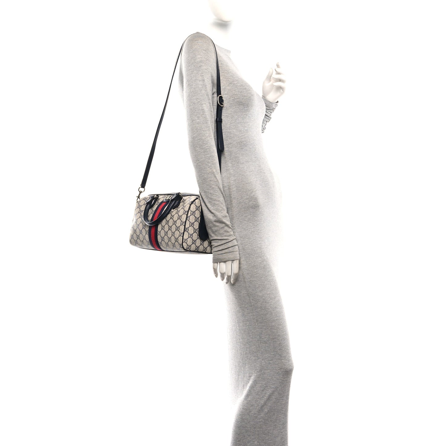 GG Supreme Monogram Web Small Ophidia Top Handle Bag Beige Blue