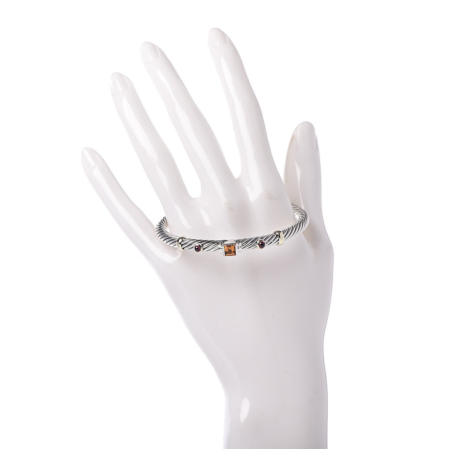 Sterling Silver 14K Yellow Gold Citrine Rhodolite 5mm Renaissance Bracelet