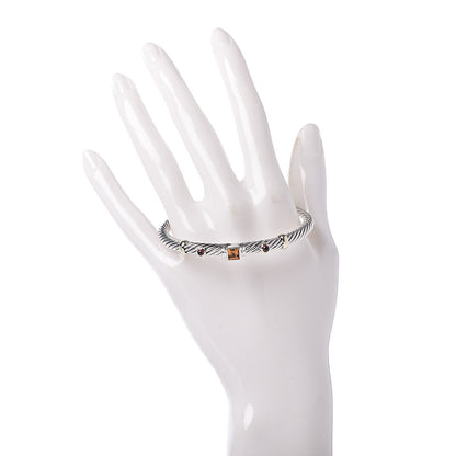 David Yurman Sterling Silver 14K Yellow Gold Citrine Rhodolite 5mm Renaissance Bracelet 2 of 5