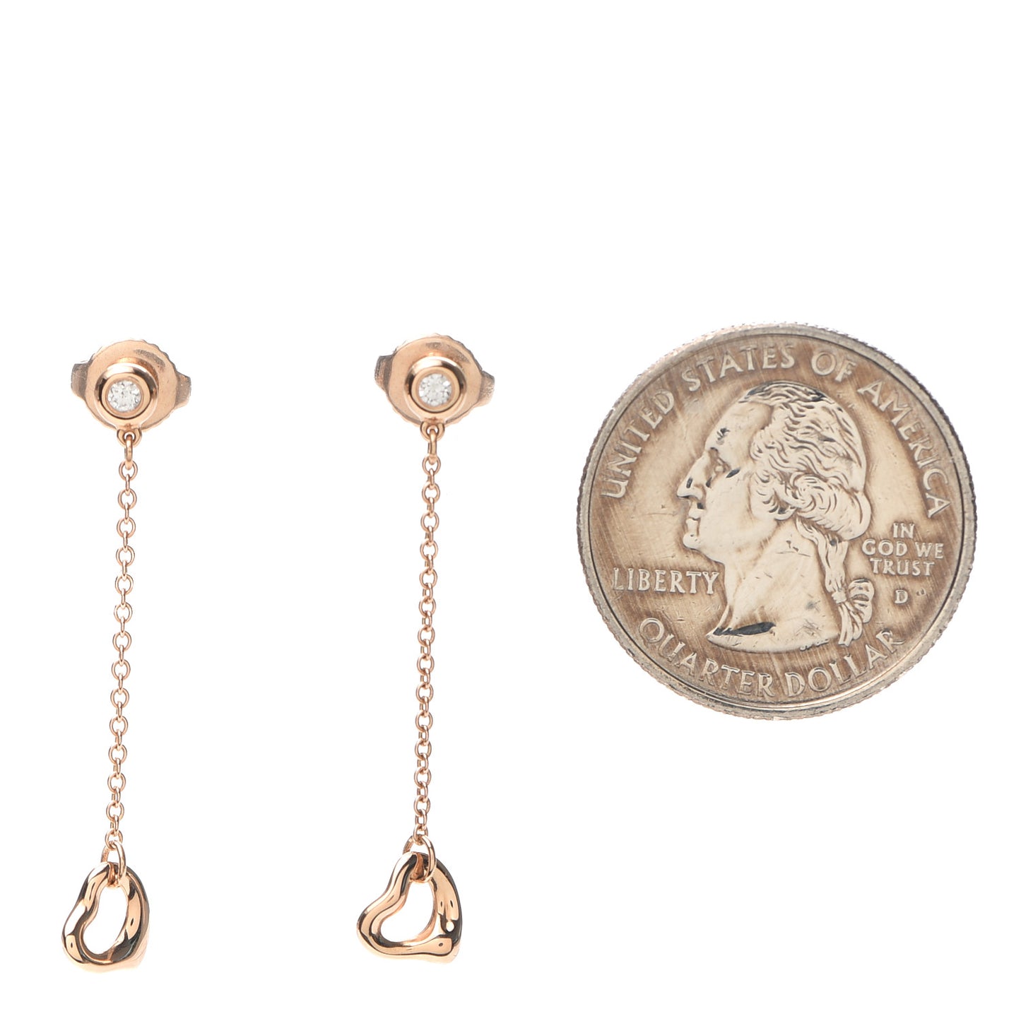 18K Rose Gold Diamond Elsa Peretti Diamonds by the Yard Open Heart Earrings