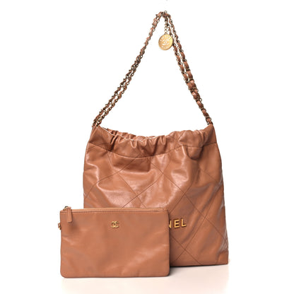 Chanel Shiny Calfskin Quilted Small Chanel 22 Camel 3 of 12