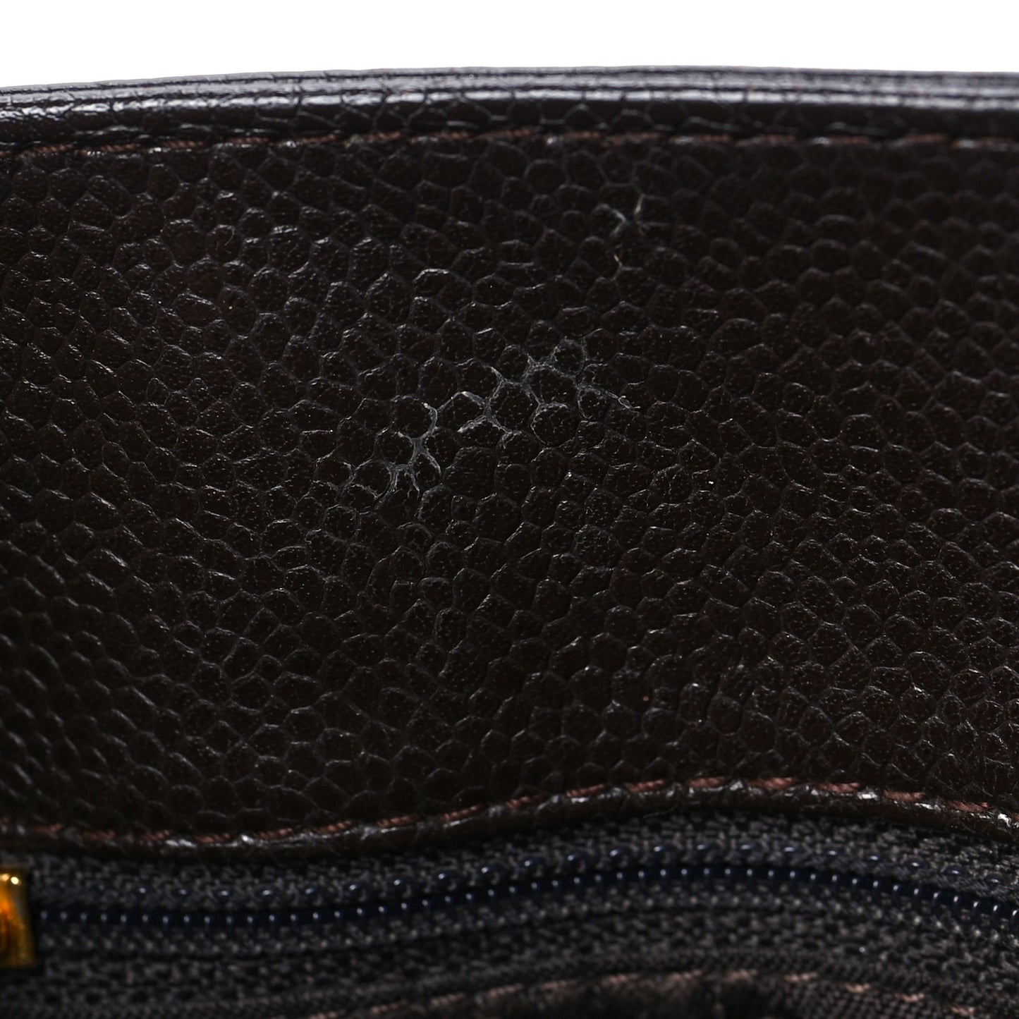 Caviar Quilted Shopping Tote Dark Brown