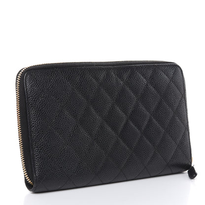 Chanel Caviar Quilted Large Zip Around Organizer Wallet Black 3 of 11