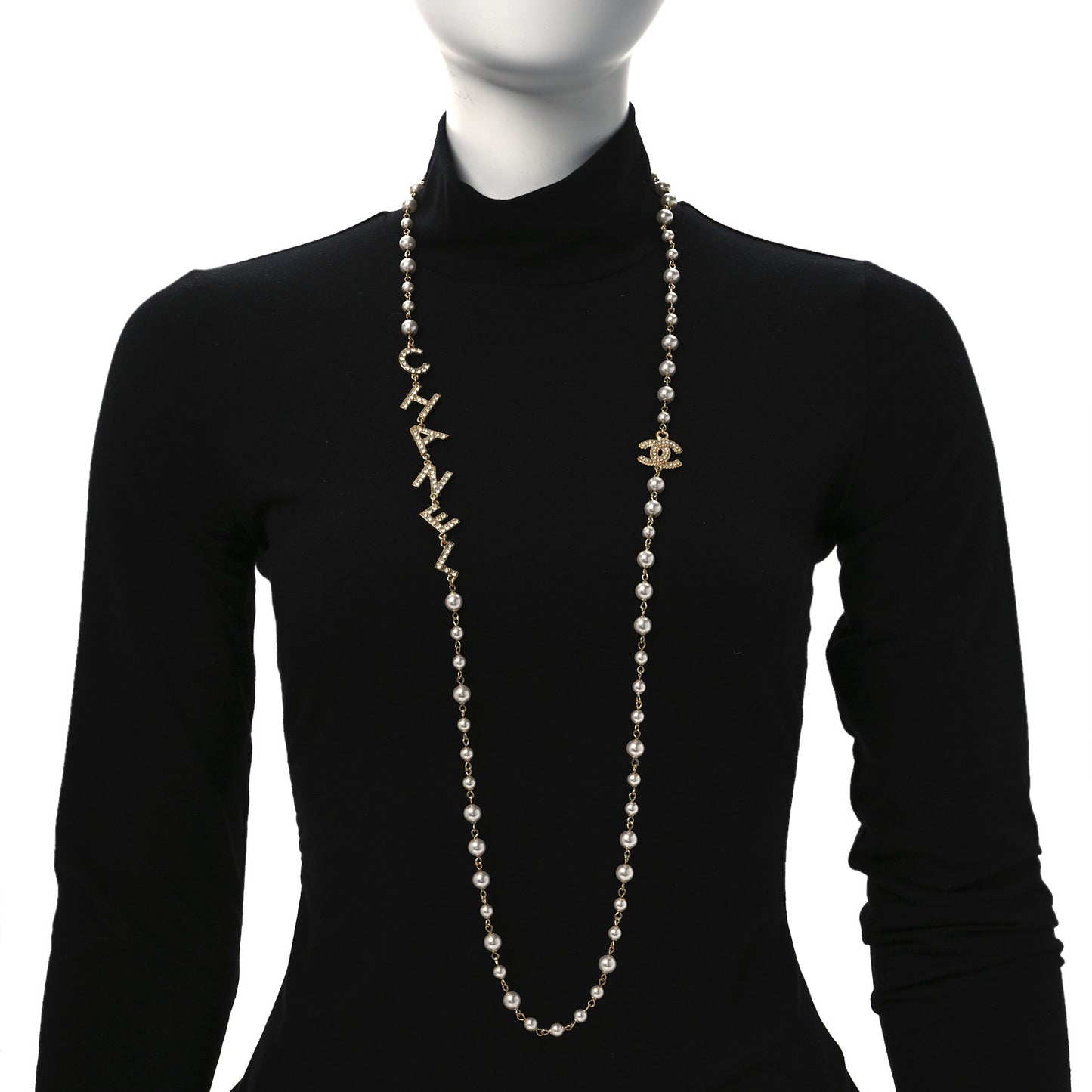 Pearl Crystal 90's Icon CC Necklace Gold