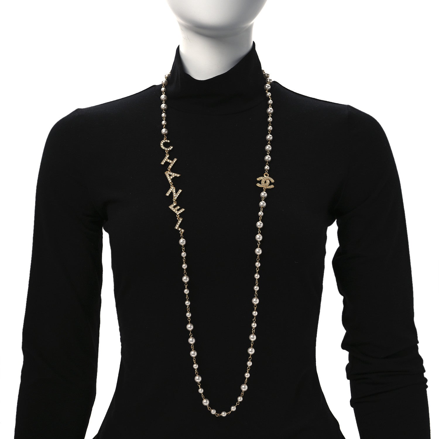Chanel Pearl Crystal 90's Icon CC Necklace Gold 2 of 7
