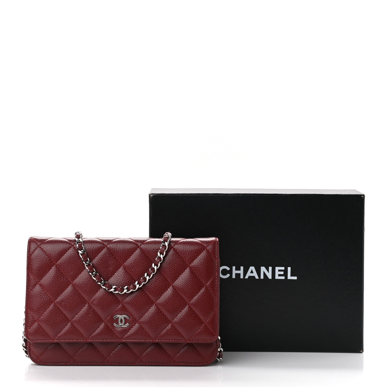 Chanel Caviar Quilted Wallet On Chain WOC Dark Red 12 of 12
