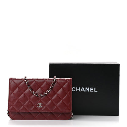 Chanel Caviar Quilted Wallet On Chain WOC Dark Red 12 of 12