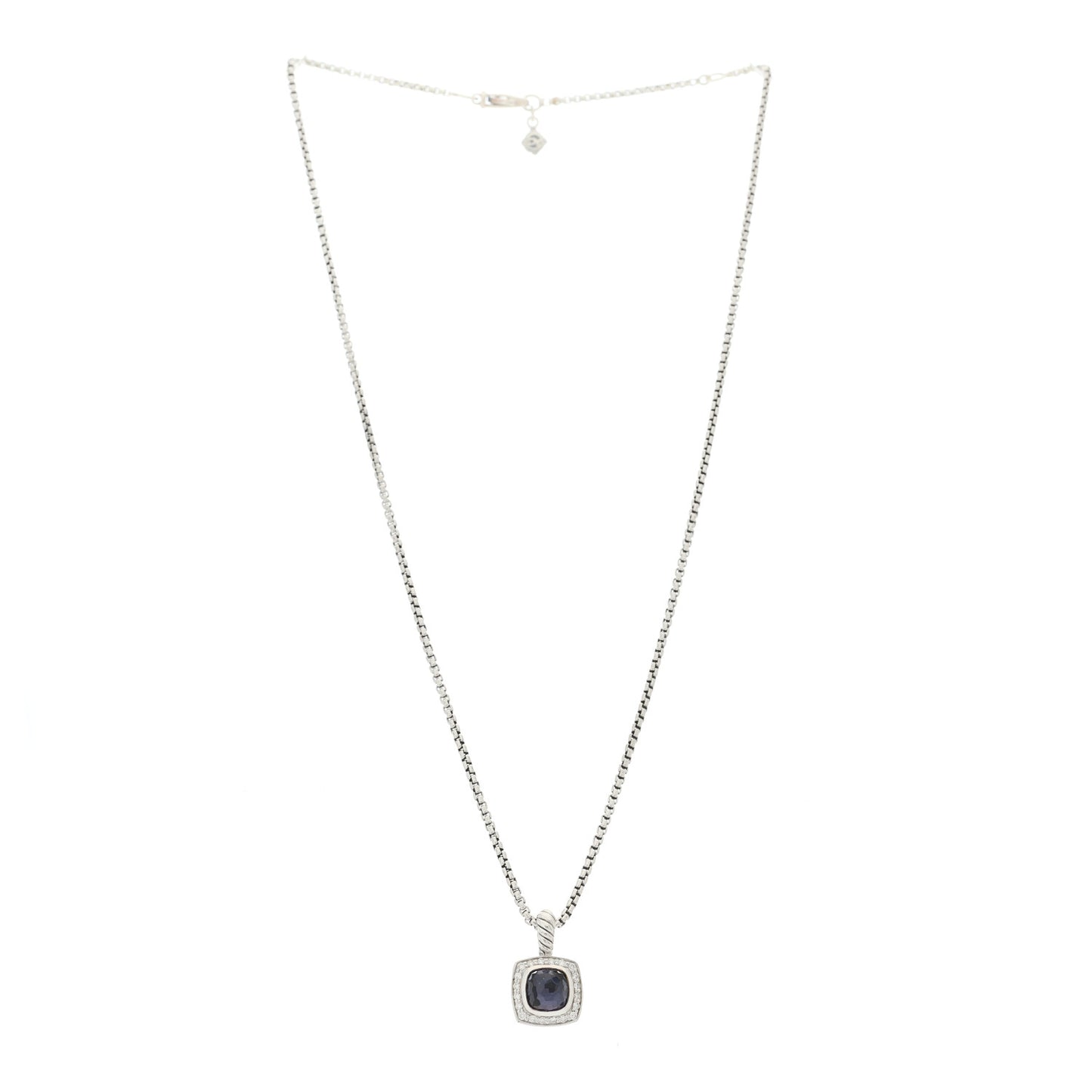 Sterling Silver Diamond Black Orchid 7mm Petite Albion Pendant Necklace
