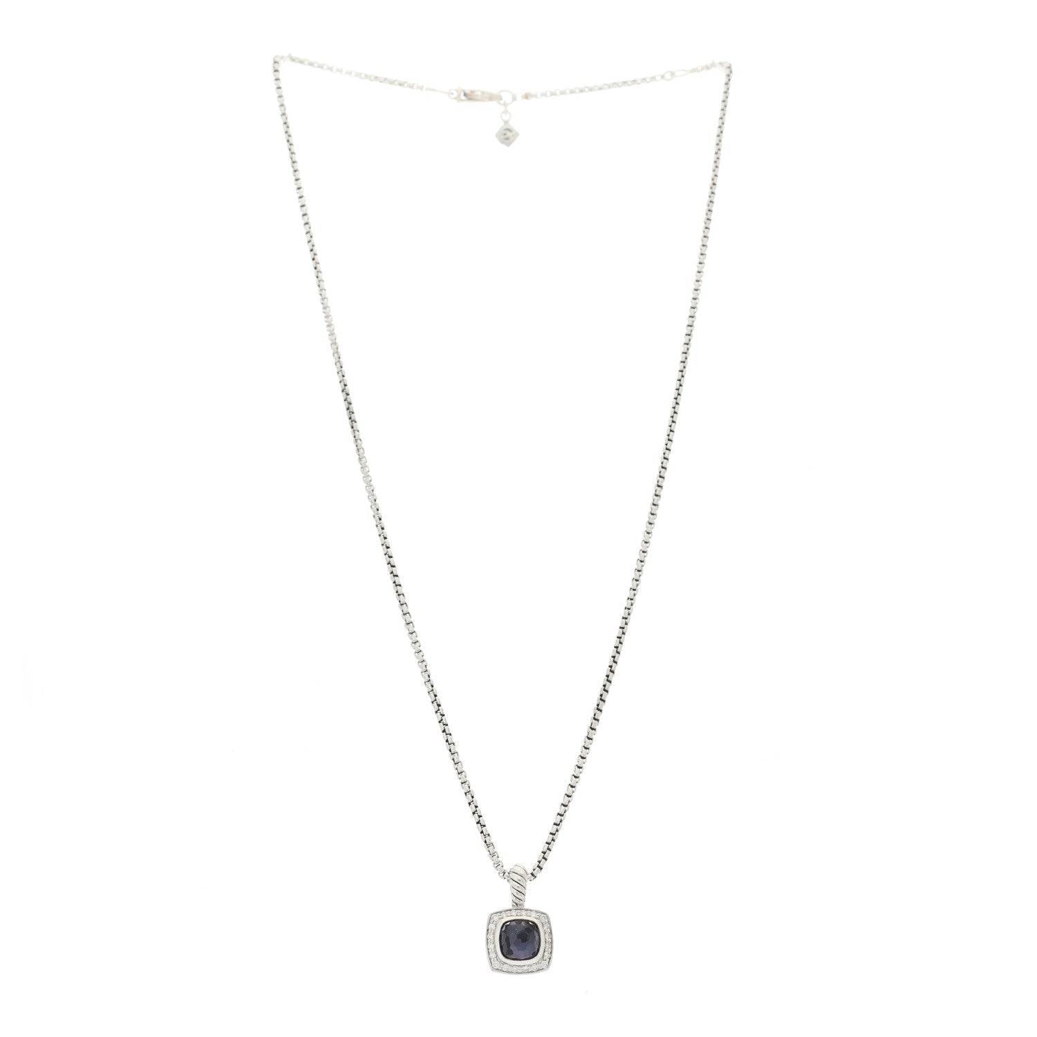 David Yurman Sterling Silver Diamond Black Orchid 7mm Petite Albion Pendant Necklace 3 of 6