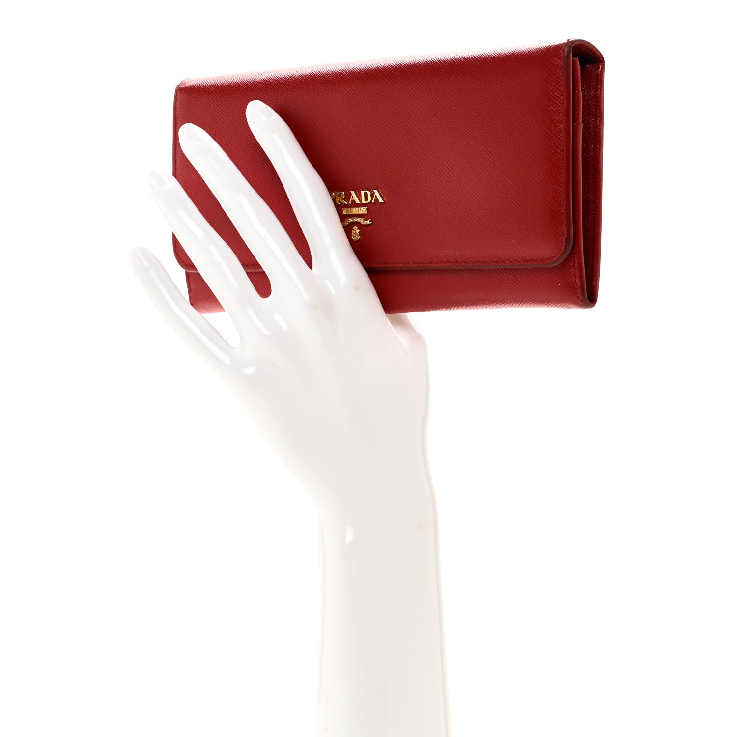Prada Saffiano Metal Continental Flap Wallet Fuoco 2 of 9