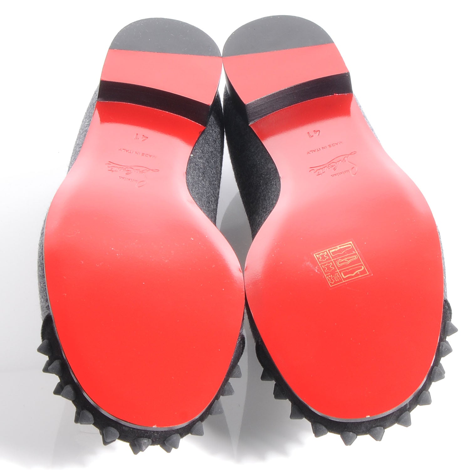Christian Louboutin Flannel Spiked Intern Flat Loafers 41 Grey 5 of 6