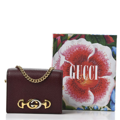 Gucci Grainy Calfskin Zumi Chain Card Case Wallet Vintage Bordeaux 9 of 9