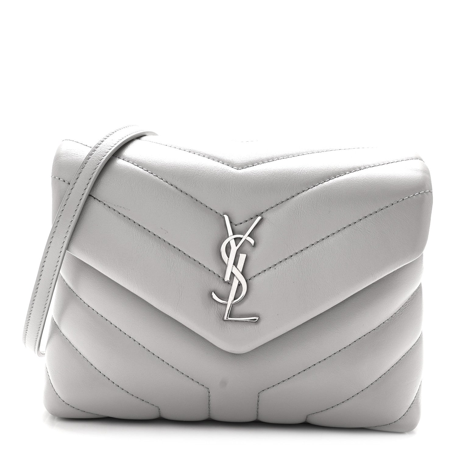 Saint Laurent Calfskin Y Quilted Monogram Toy Loulou Satchel Granite 1 of 10