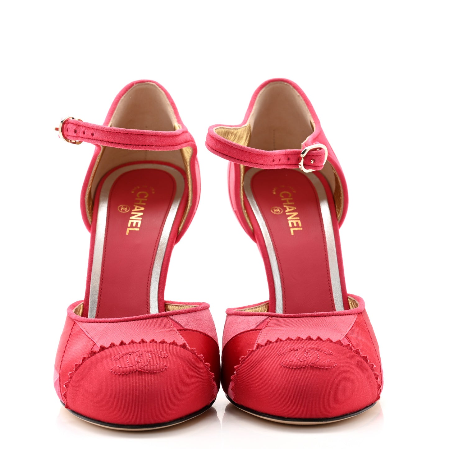 Silk Grosgrain Cap Toe Patchwork Pumps 39 Pink