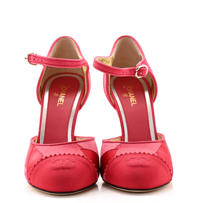 Chanel Silk Grosgrain Cap Toe Patchwork Pumps 39 Pink 2 of 9
