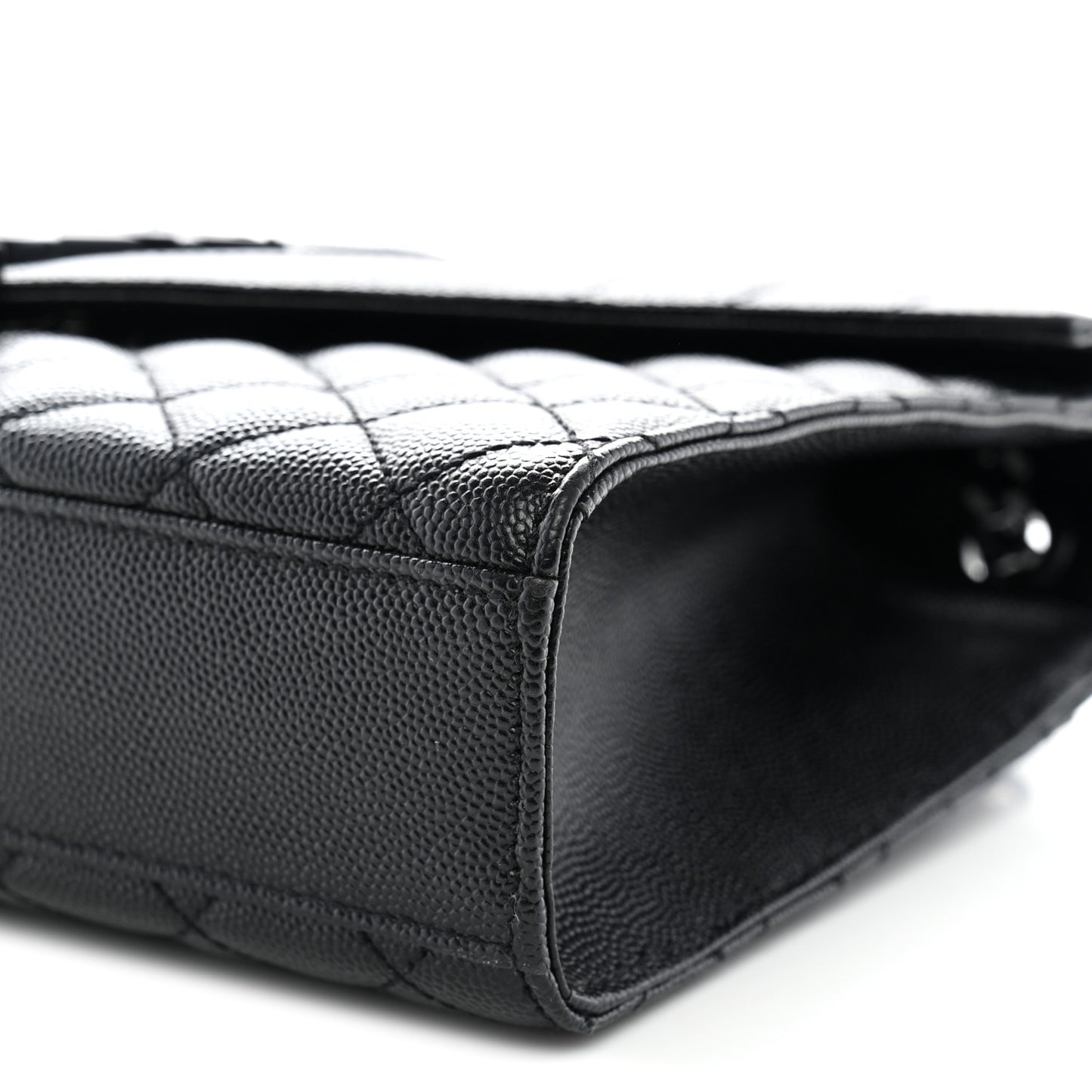 Grain De Poudre Textured Mixed Matelasse Triquilt Medium Monogram Monochrome Satchel Black