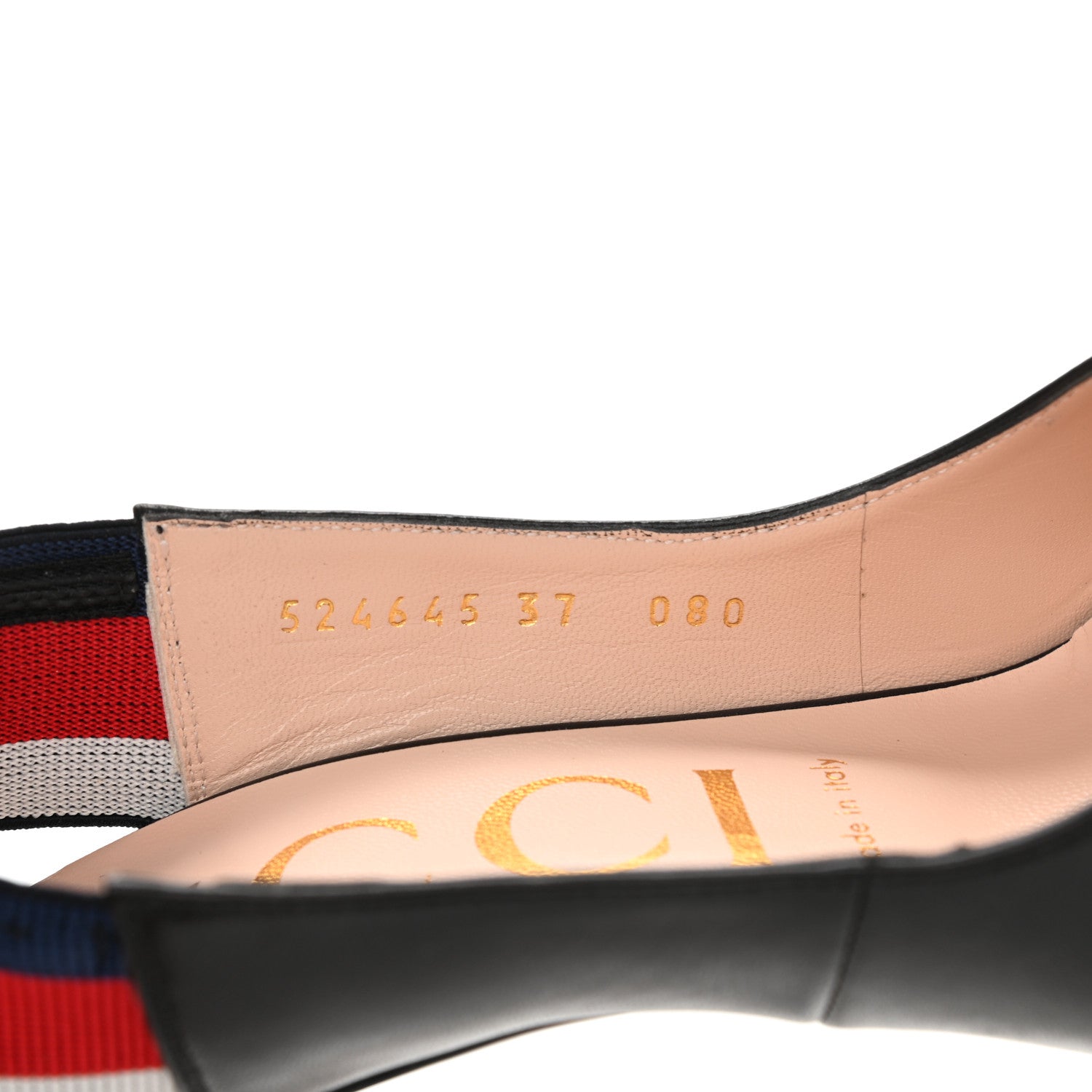 Gucci Malaga Kid Web Sylvie High Heel Slingback Pumps 37 Black 9 of 10