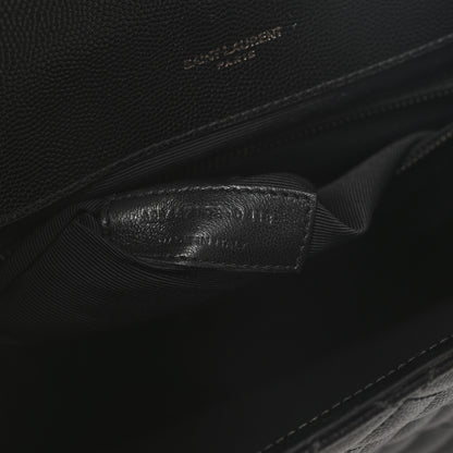 Saint Laurent Grain De Poudre Textured Mixed Matelasse Large Triquilt Monogram Monochrome Satchel Black 8 of 12
