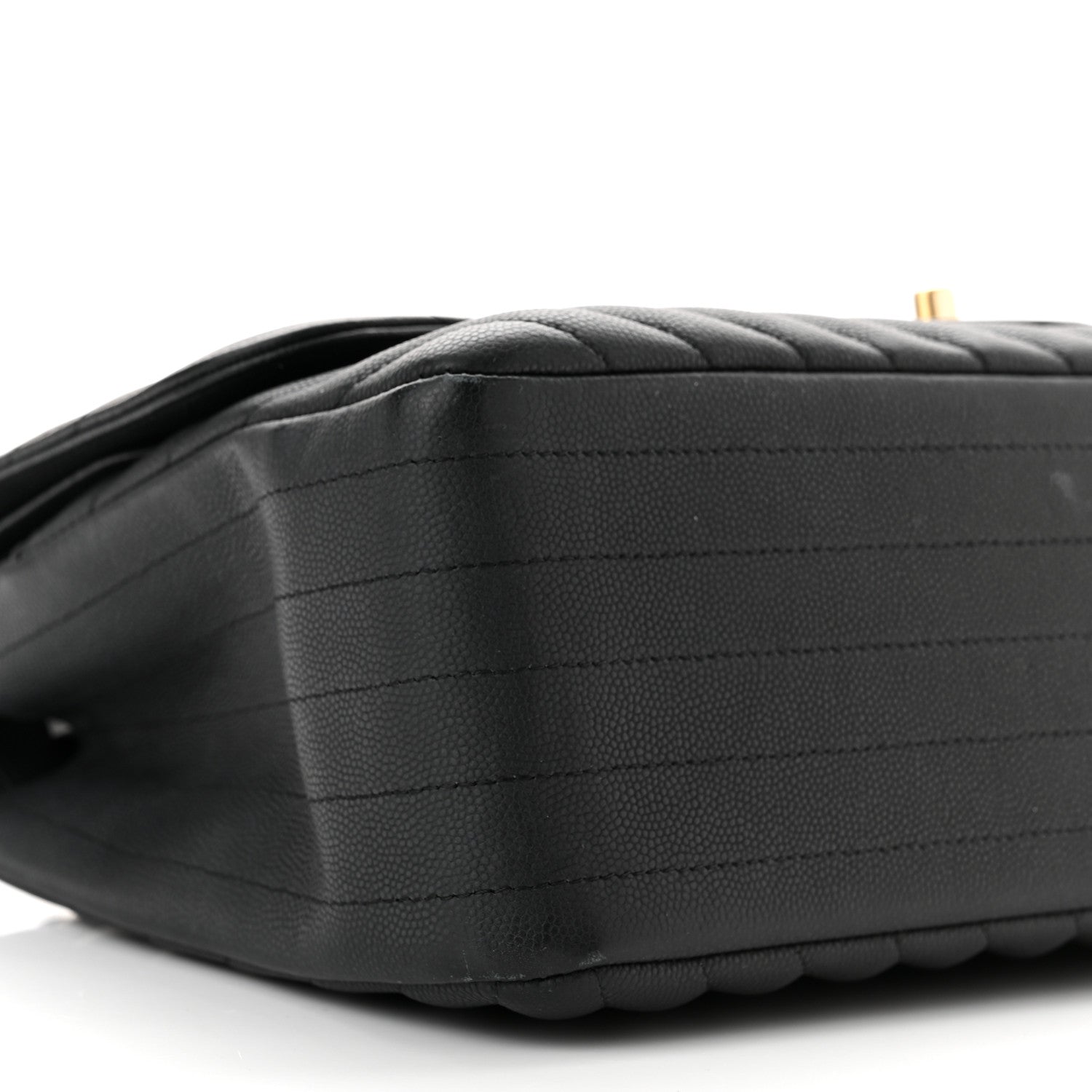 Chanel Caviar Chevron Quilted Jumbo Double Flap Black 9 of 11