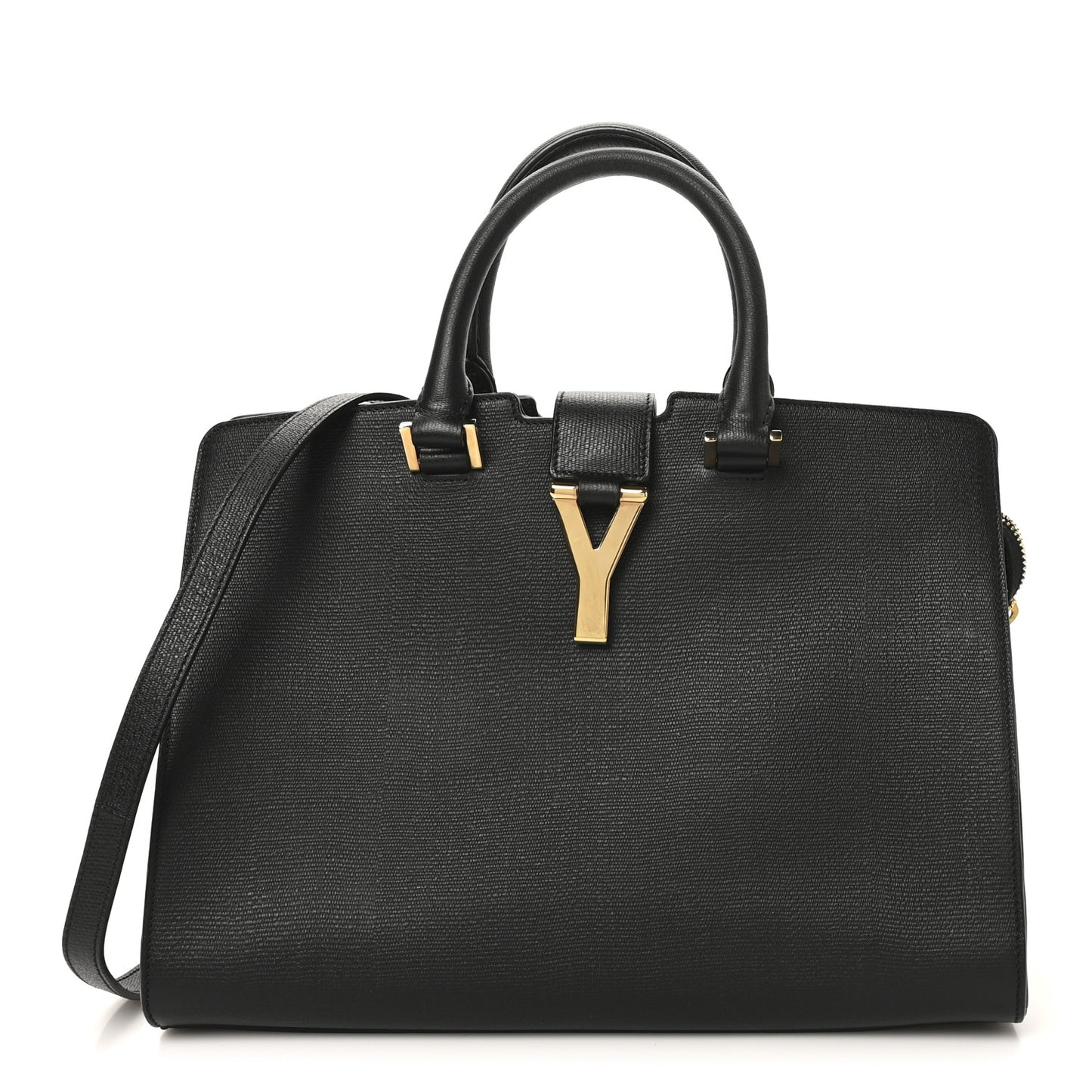 Textured Calfskin Medium Classic Y Cabas Black