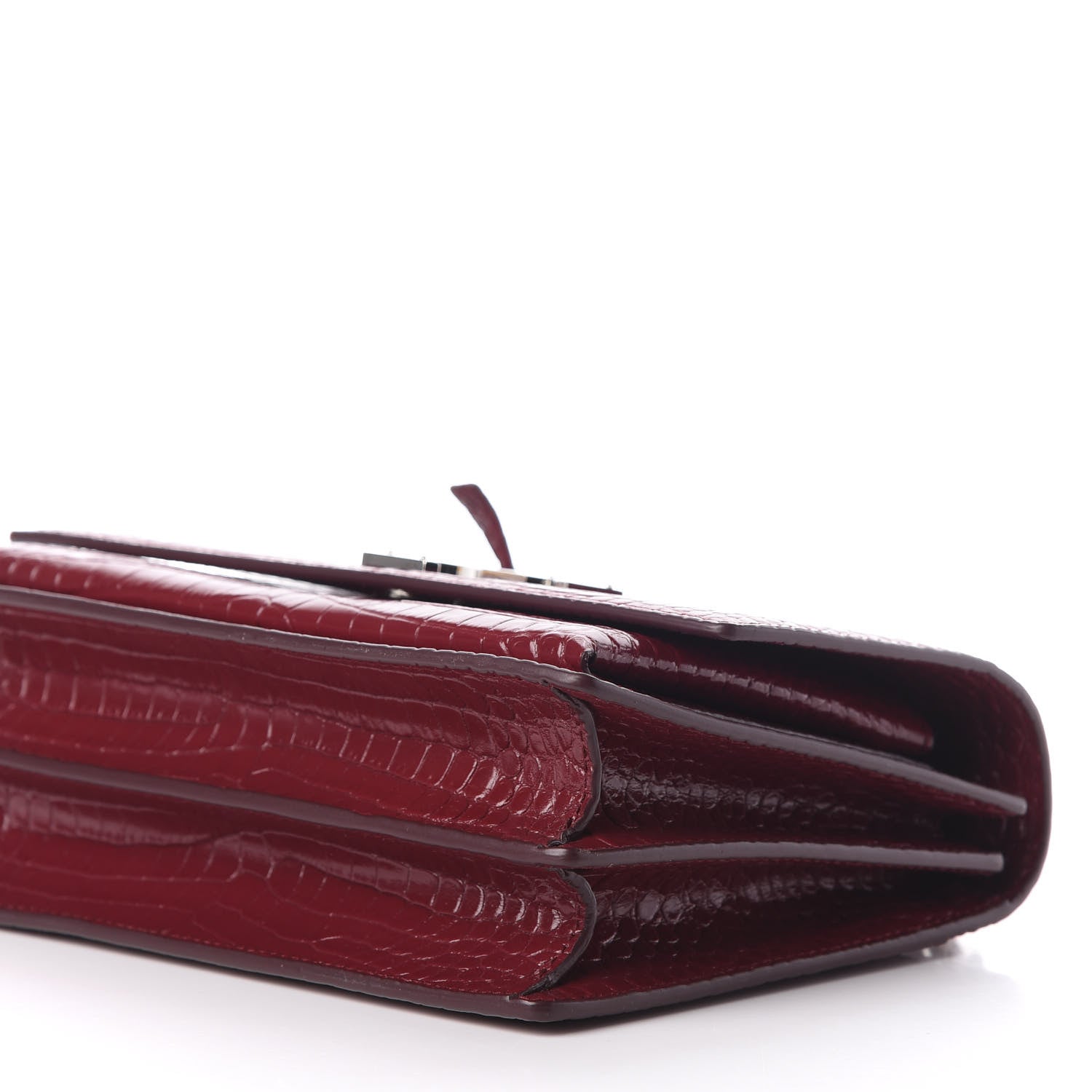 Saint Laurent Calfskin Crocodile Embossed Medium Monogram Sunset Palissandre 7 of 10