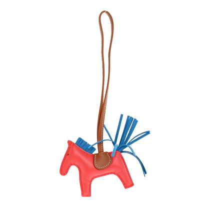 Hermes Milo Lambskin Grigri Rodeo Horse Bag Charm PM Rose Texas Bleu Zanzibar Gold 1 of 4