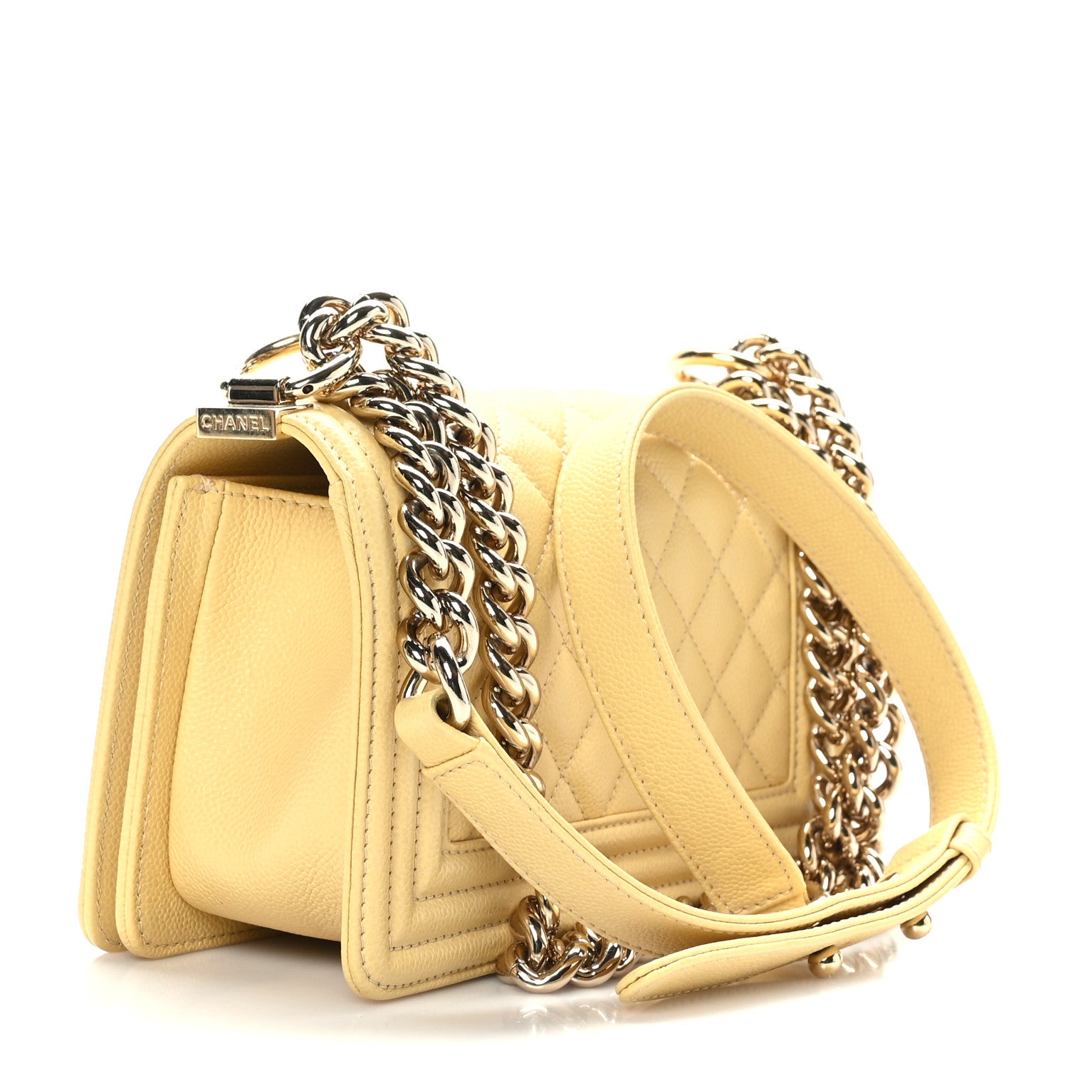 Chanel Caviar Quilted Small Boy Flap Yellow 3 of 9