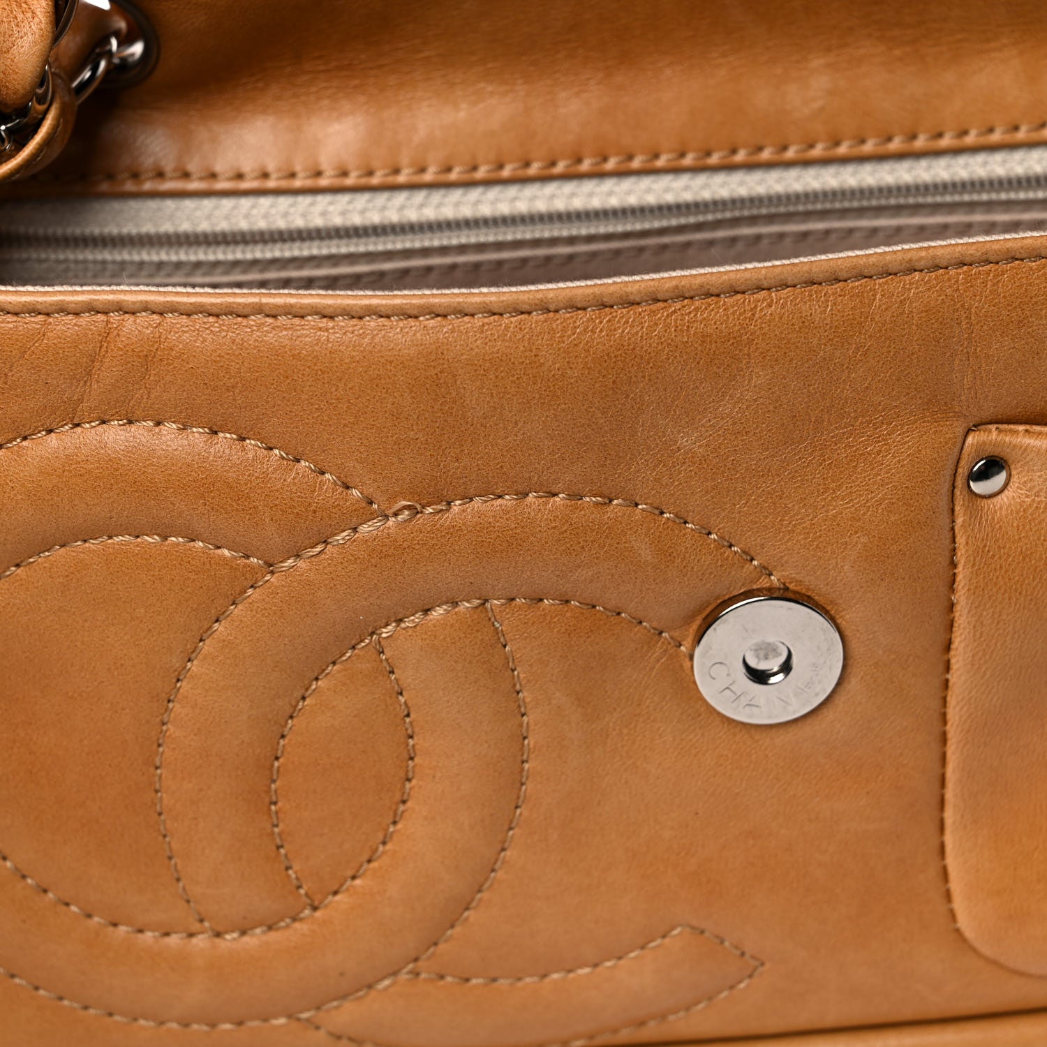 Chanel Calfskin Diagonal Ligne Medium Flap Beige 15 of 20