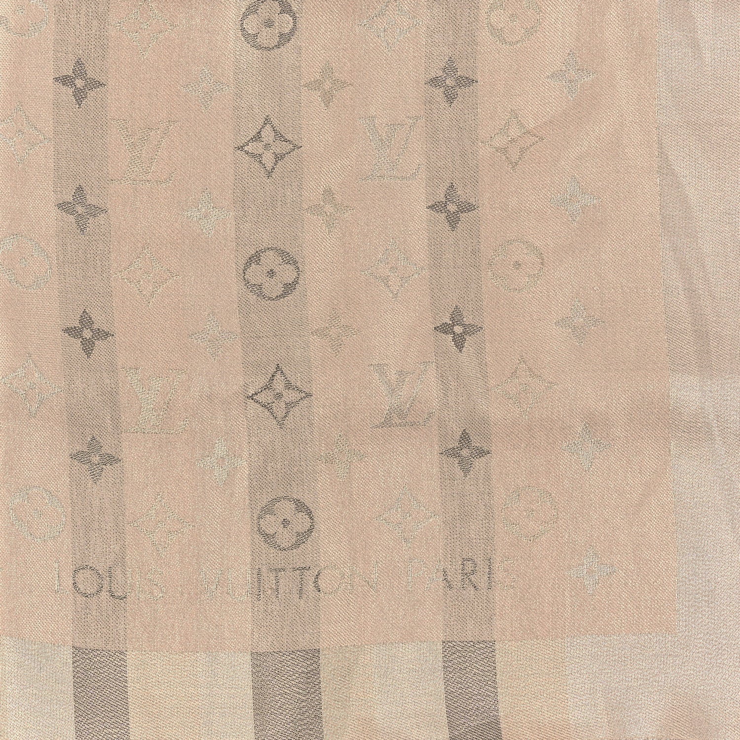 Louis Vuitton Silk Lurex Wool So Shine Monogram Shawl Beige 2 of 3