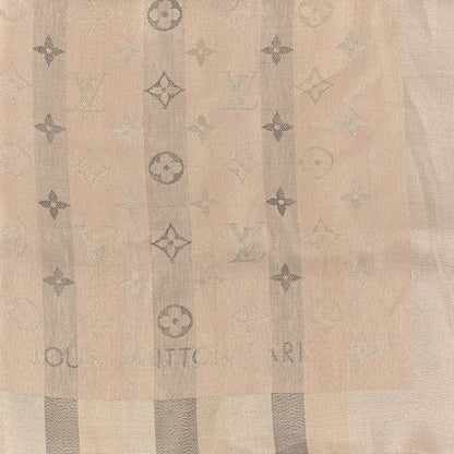 Louis Vuitton Silk Lurex Wool So Shine Monogram Shawl Beige 2 of 3
