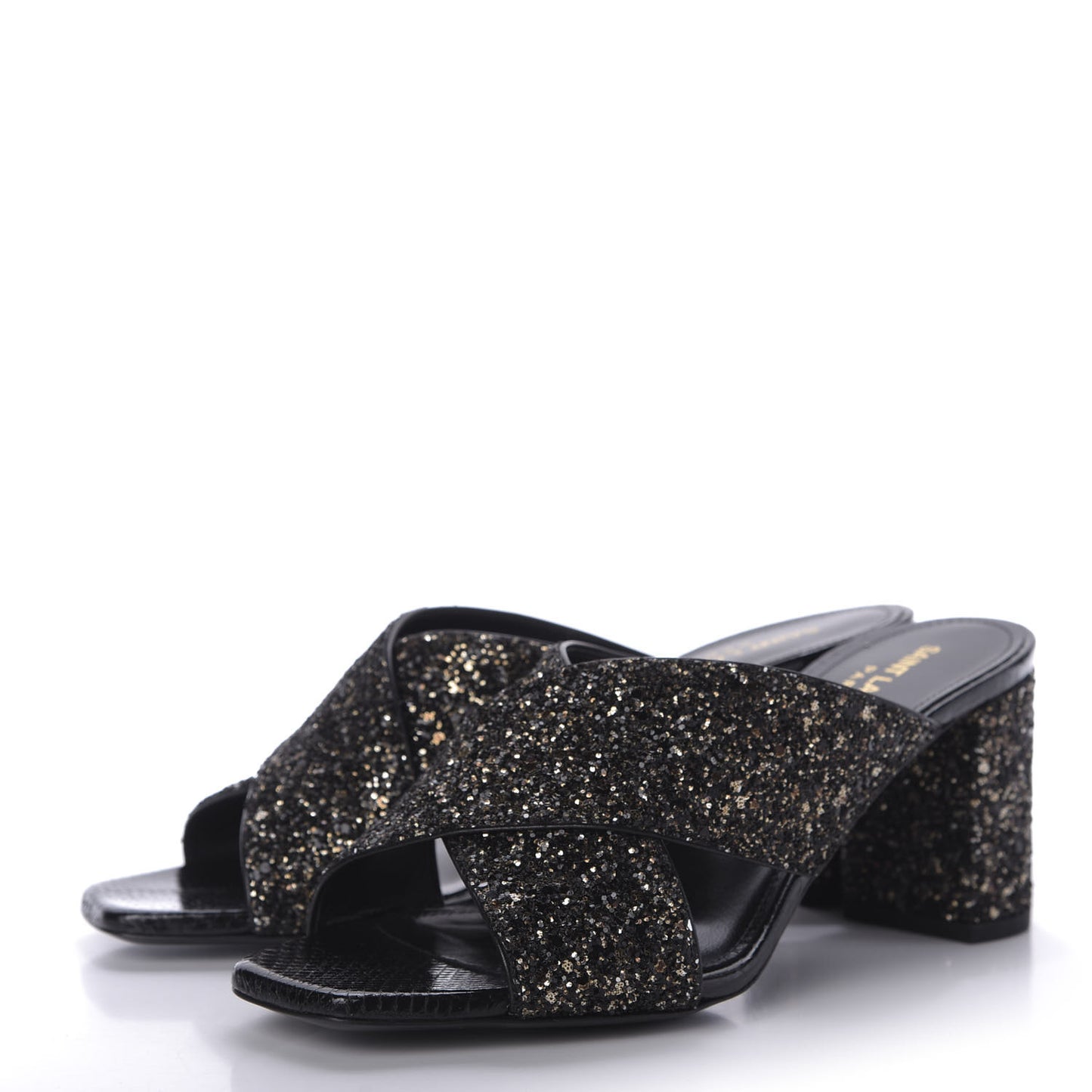 Glitter LouLou 70 Mule Sandals 37 Black Gold