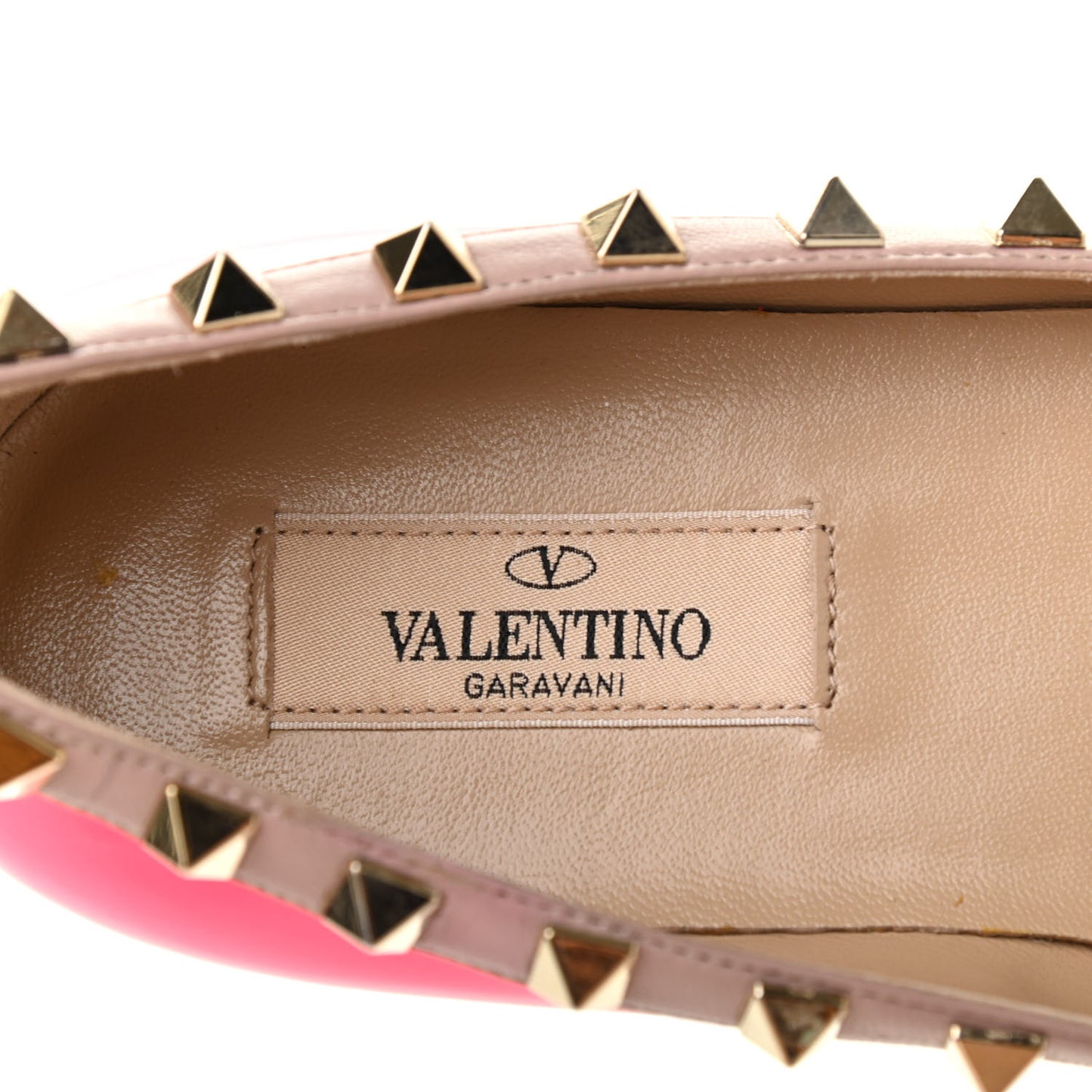Patent Nappa Rockstud Ballerina Flats 36.5 Fuxia Fluo Poudre