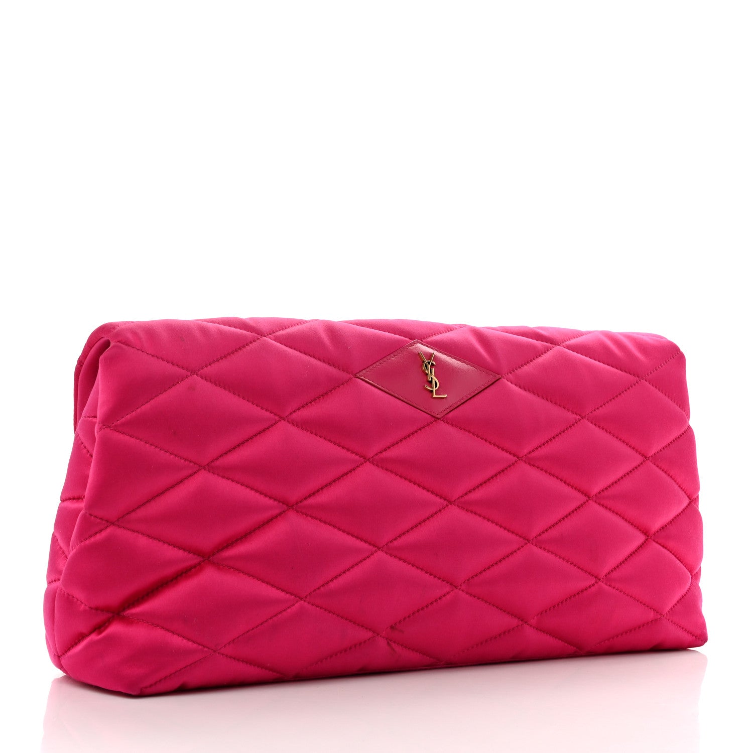 Saint Laurent Satin Quilted Sade Puffer Envelope Clutch Bubblegum 3 of 6