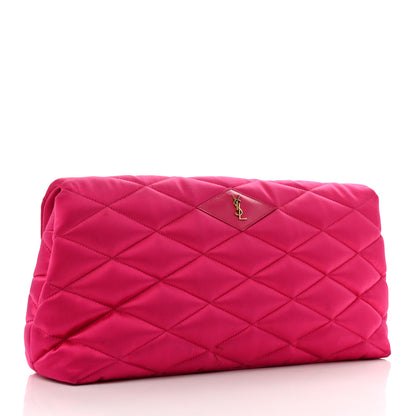 Saint Laurent Satin Quilted Sade Puffer Envelope Clutch Bubblegum 3 of 6