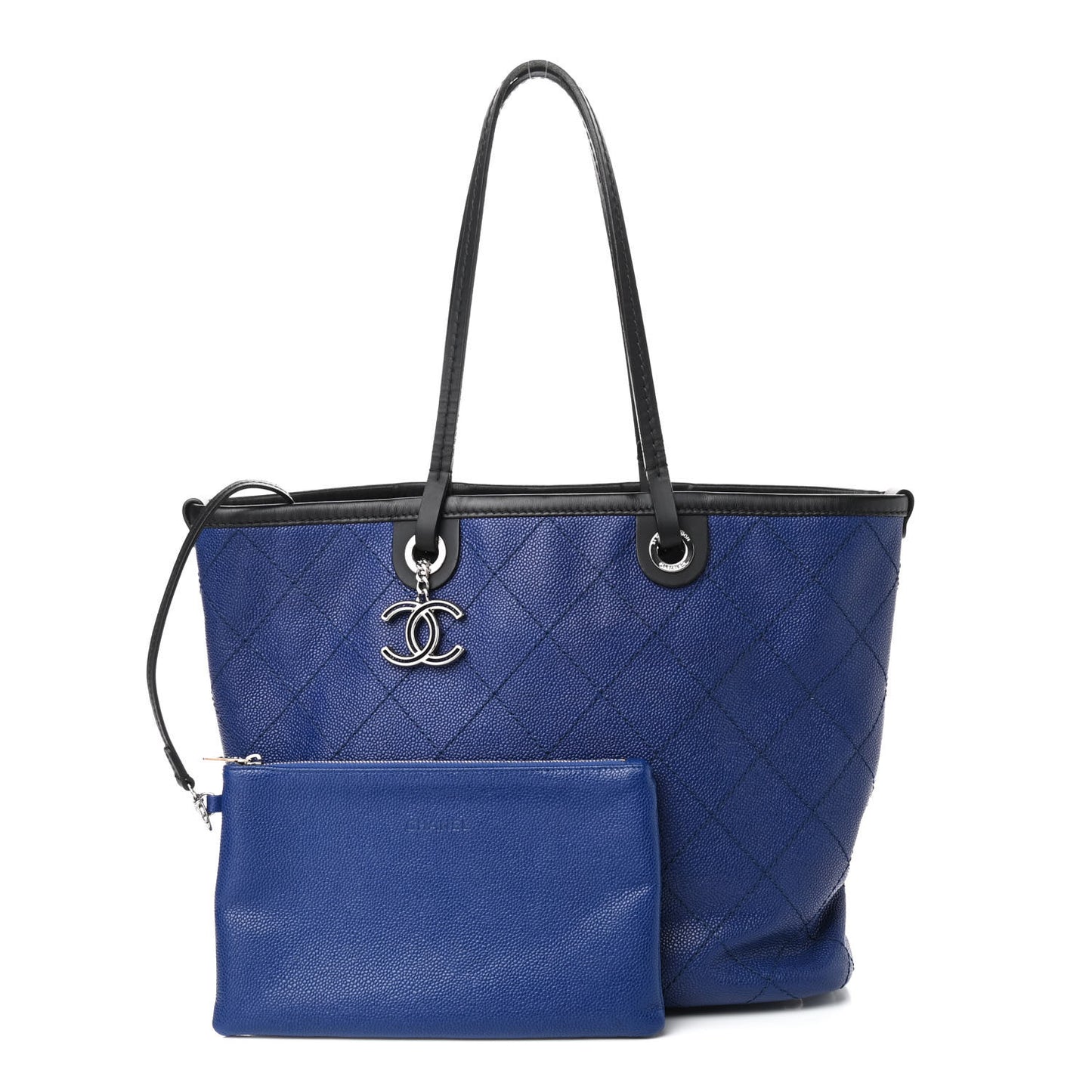Grained Calfskin Shopping Fever Tote Blue