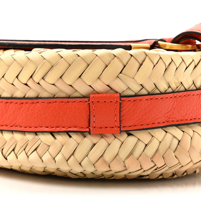 Chloe Grained Calfskin Palm Woven Small Marcie Basket Saddle Rusted Orange 9 of 10