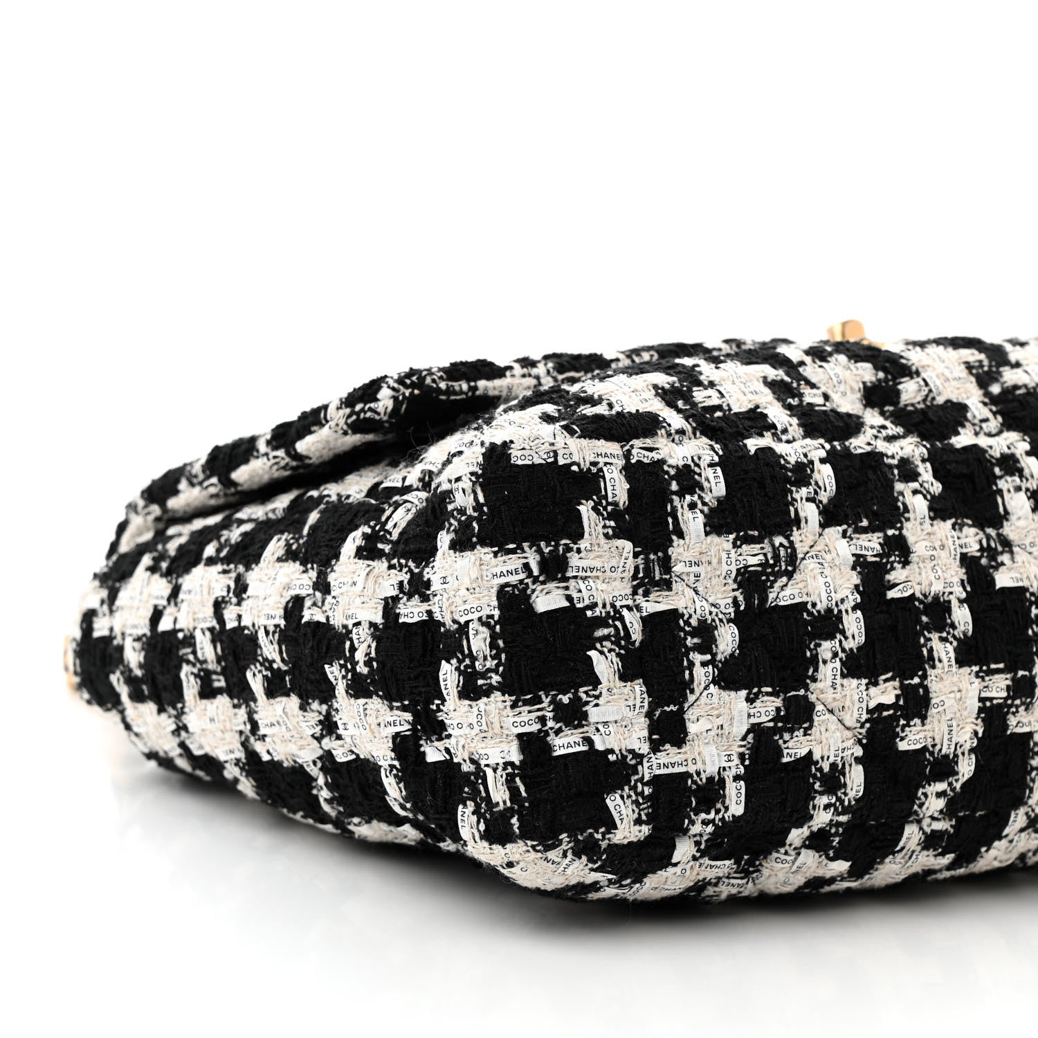 Chanel Tweed Quilted Maxi Chanel 19 Flap Black Ecru White 8 of 9