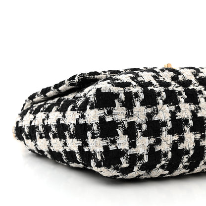 Chanel Tweed Quilted Maxi Chanel 19 Flap Black Ecru White 8 of 9