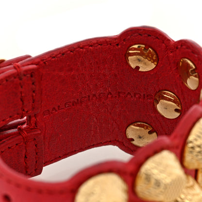 Balenciaga Agneau Arena Three Row Giant Gold Bracelet Rouge Cardinal 4 of 5