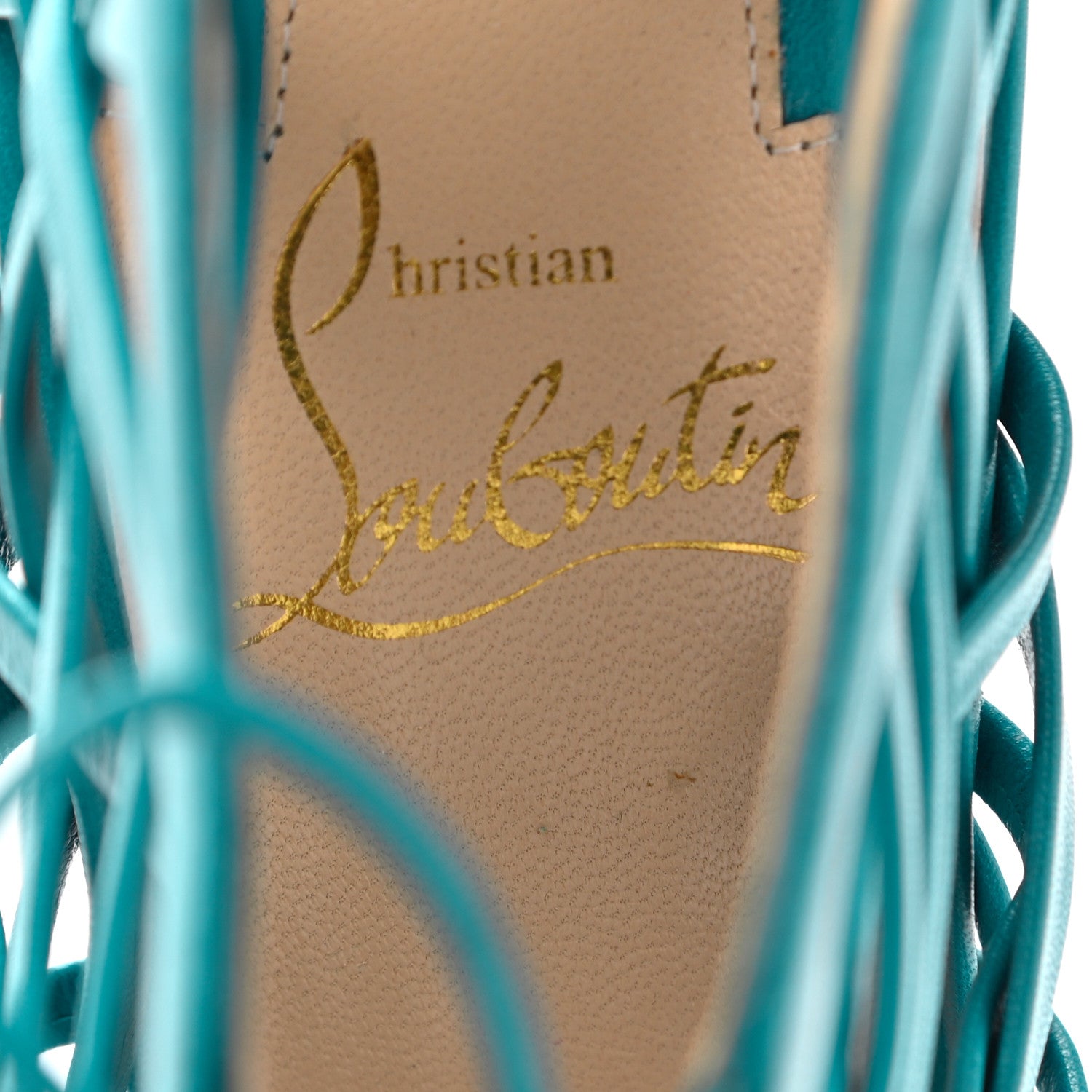 Christian Louboutin Kid Laurence Anyway 100 Cage Sandals 38 Riviera 7 of 10