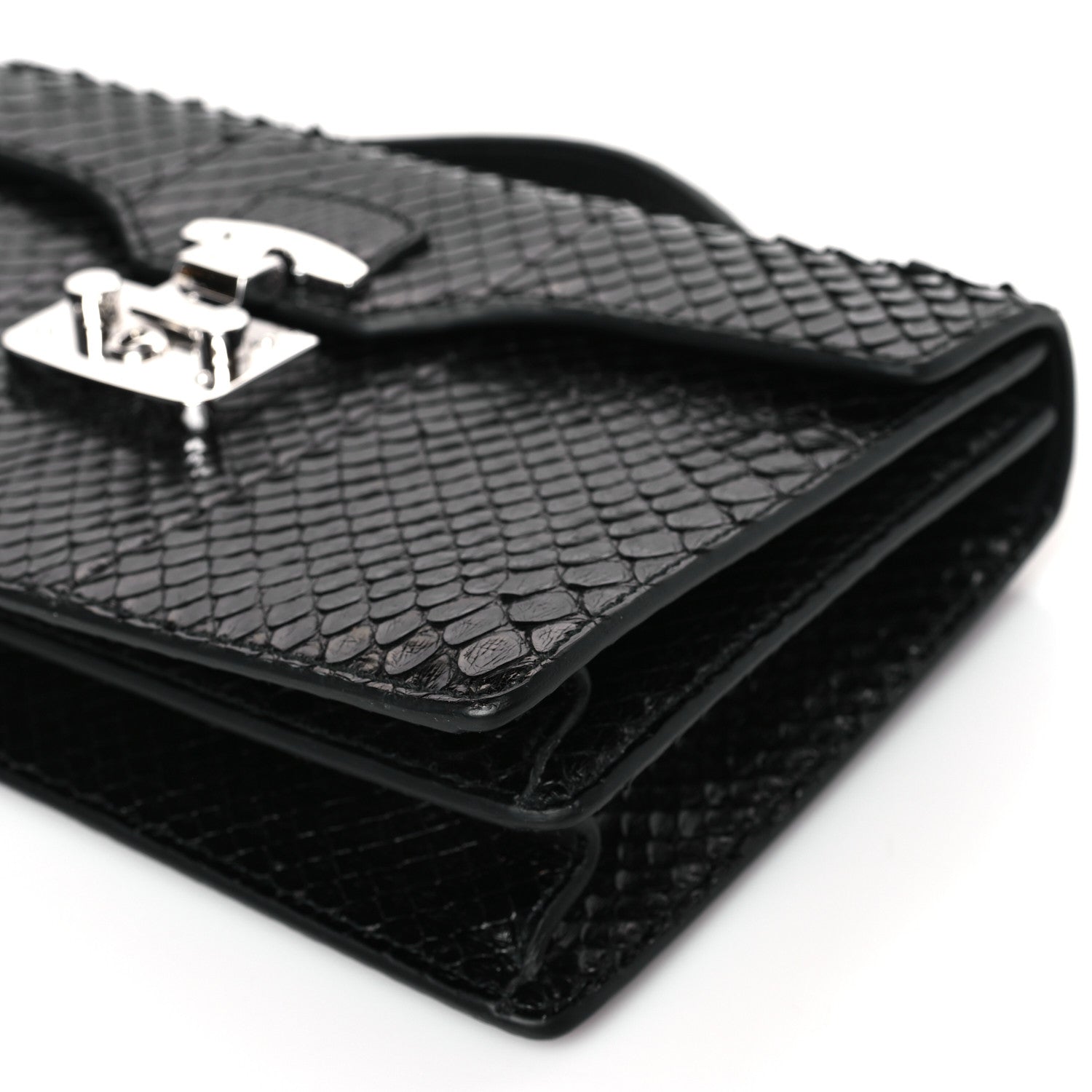 Gucci Snakeskin Small Lady Lock Briefcase Clutch Black 10 of 10