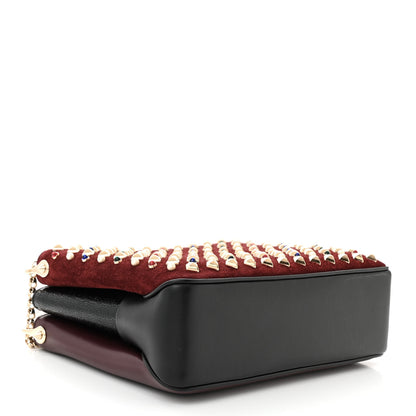 Christian Louboutin Suede Calfskin Spikes Large Triloubi Shoulder Bag Black Multicolor 4 of 9