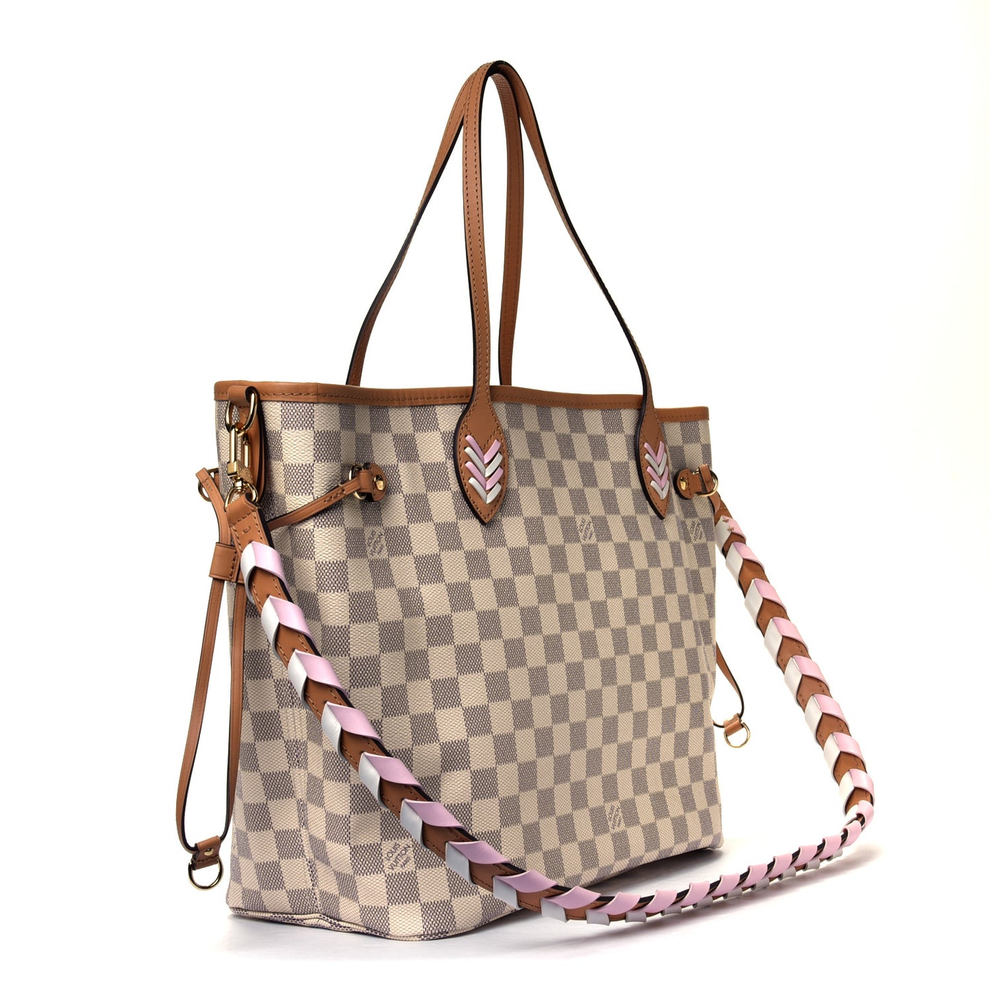 Damier Azur Braided Neverfull MM Pink