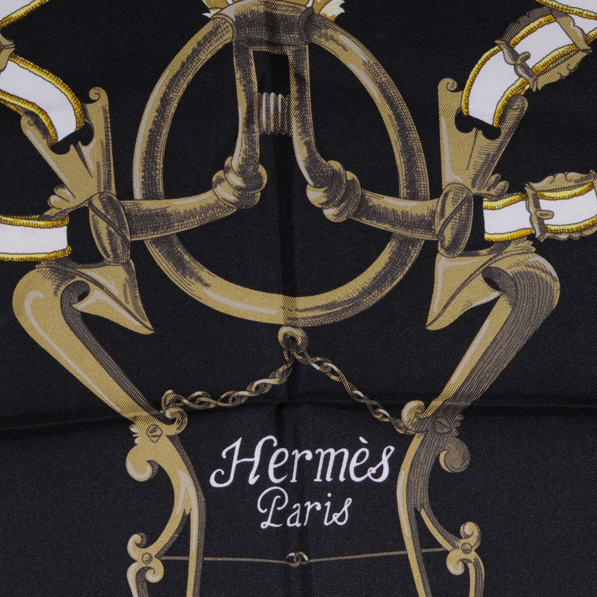 Hermes Silk Scarf L'Instruction Du Roy Scarf 90 Black Gold 3 of 5