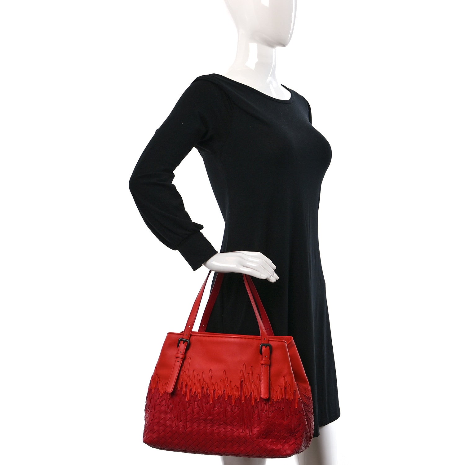 Bottega Veneta Nappa Intrecciato Medium Flow Wave Tote Orange Red 2 of 9