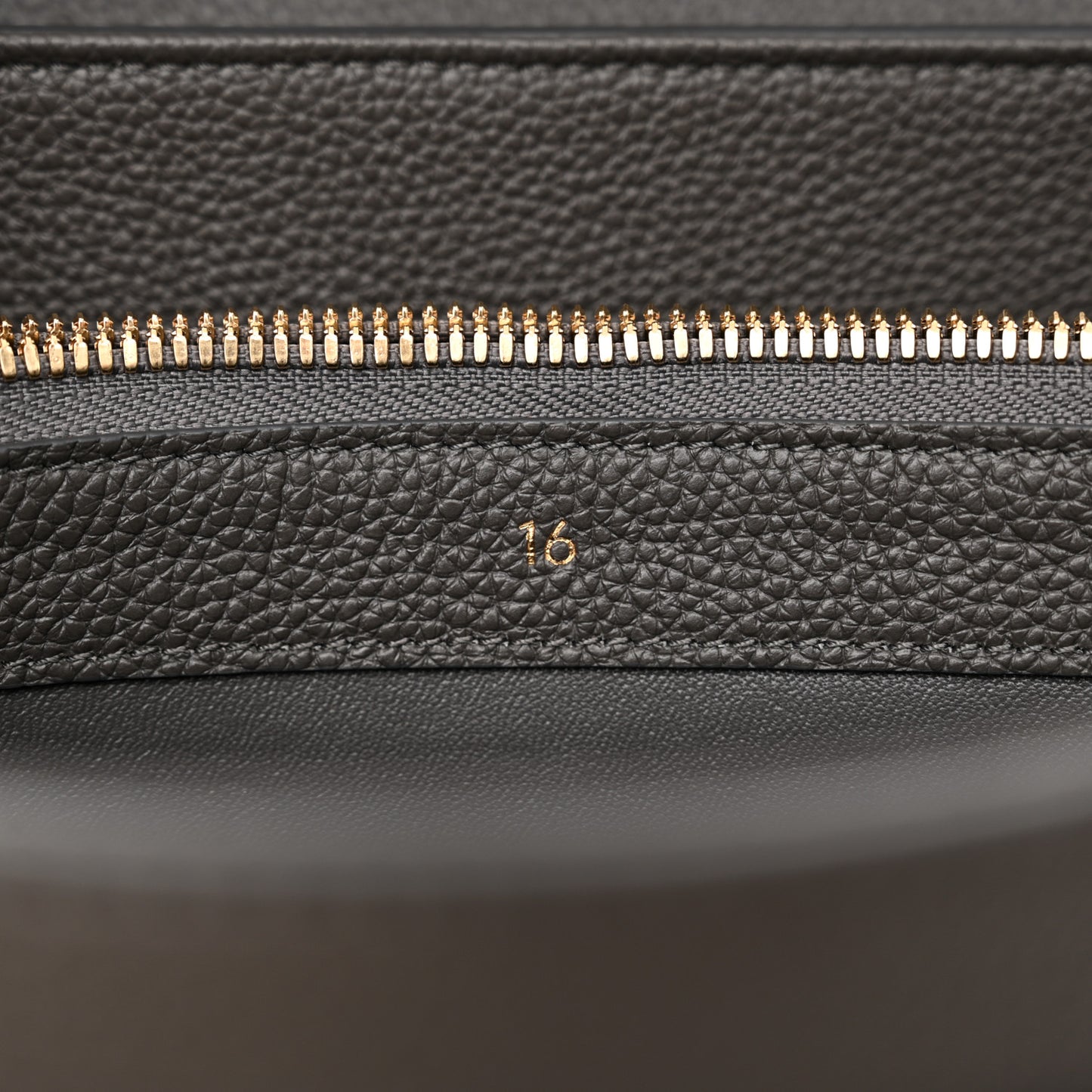 Grained Calfskin Classique 16 Top Handle Bag Medium Grey