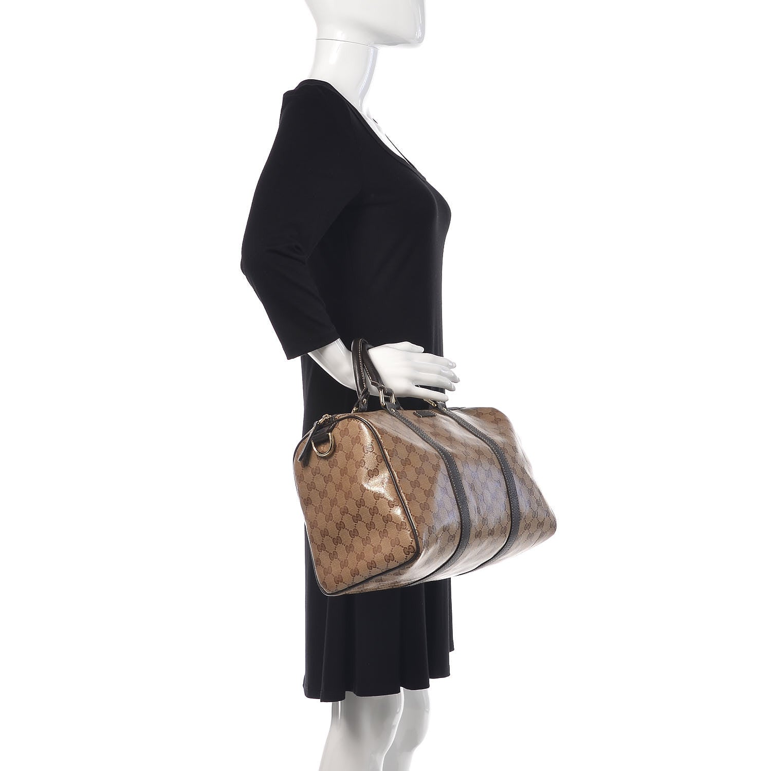 Gucci Crystal Monogram Medium Joy Boston Dark Brown 2 of 11