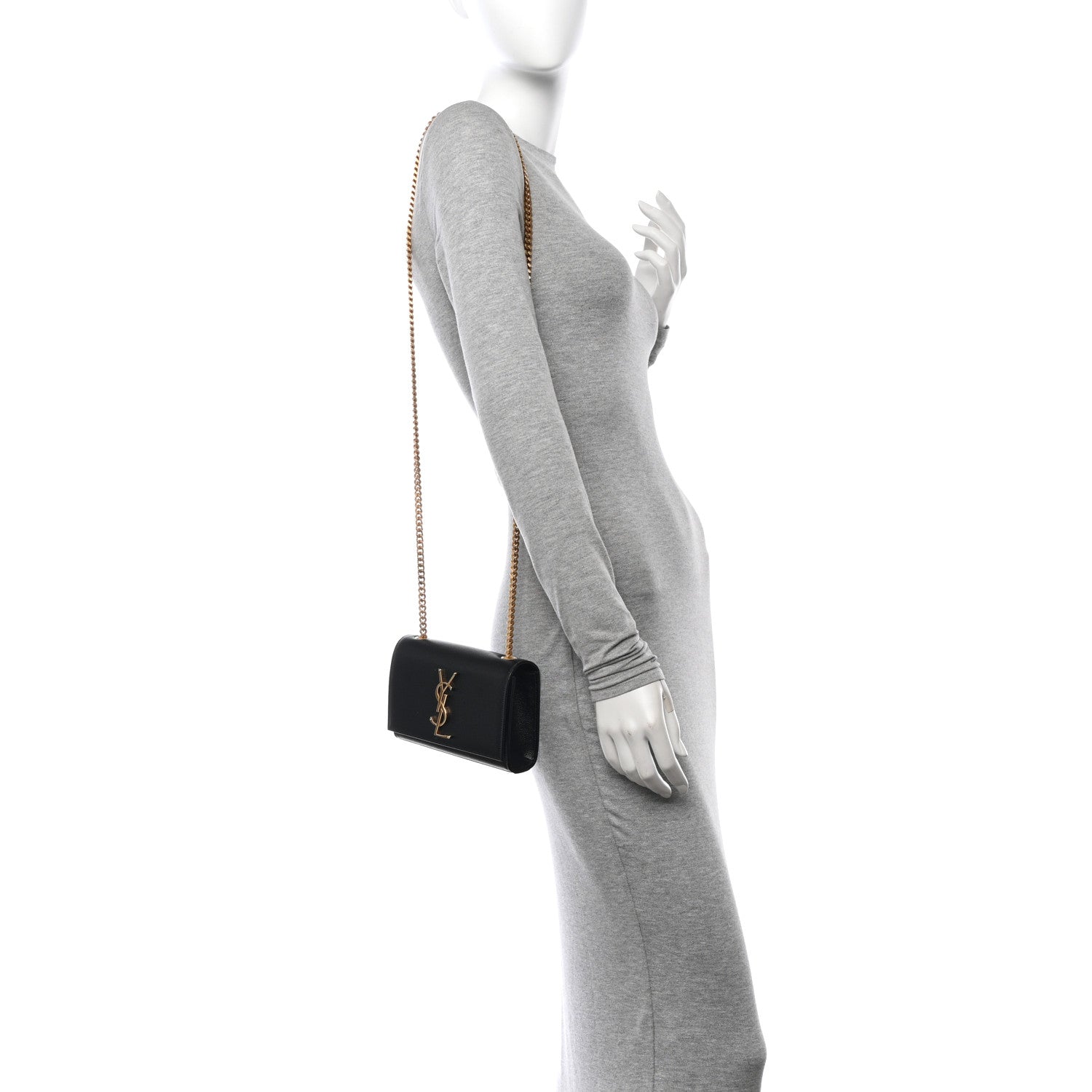 Saint Laurent Grain De Poudre Small Monogram Kate Satchel Black 2 of 10