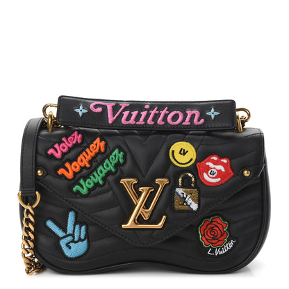Louis Vuitton Calfskin Embroidered New Wave Chain MM Black 1 of 8